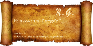 Miskovits Gergő névjegykártya